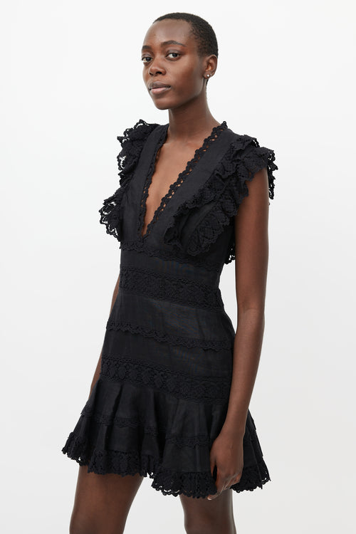 Zimmermann Black Lace Ruffle Dress