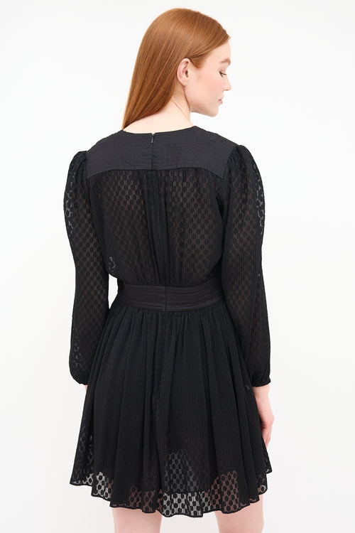 Zimmermann Black Polka Dot Fil Coupé V-Neck Dress