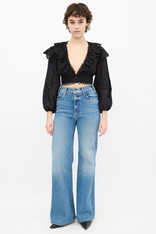 Ruffled Eyelet Cropped Top