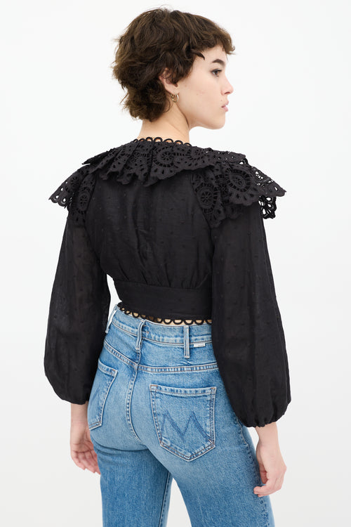 Ruffled Eyelet Cropped Top