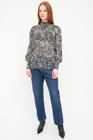 Zimmermann Black Silk Paisley Blouse