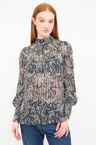 Zimmermann Black Silk Paisley Blouse