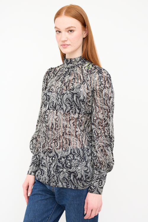 Zimmermann Black Silk Paisley Blouse