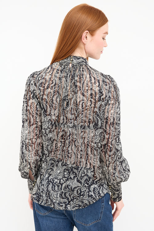 Zimmermann Black Silk Paisley Blouse