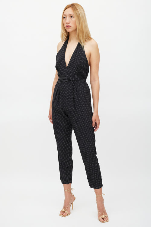 Zimmermann Black 
White Polka Dot Halter Neck Jumpsuit