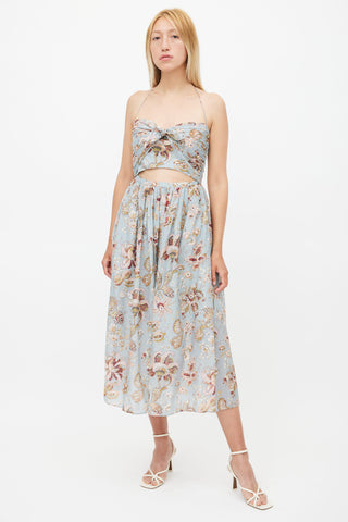 Zimmermann Blue 
Multi Floral Midi Dress