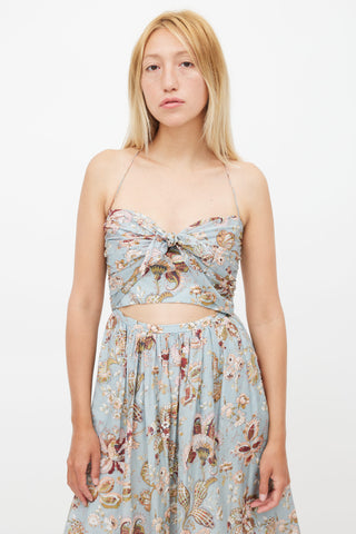 Zimmermann Blue 
Multi Floral Midi Dress