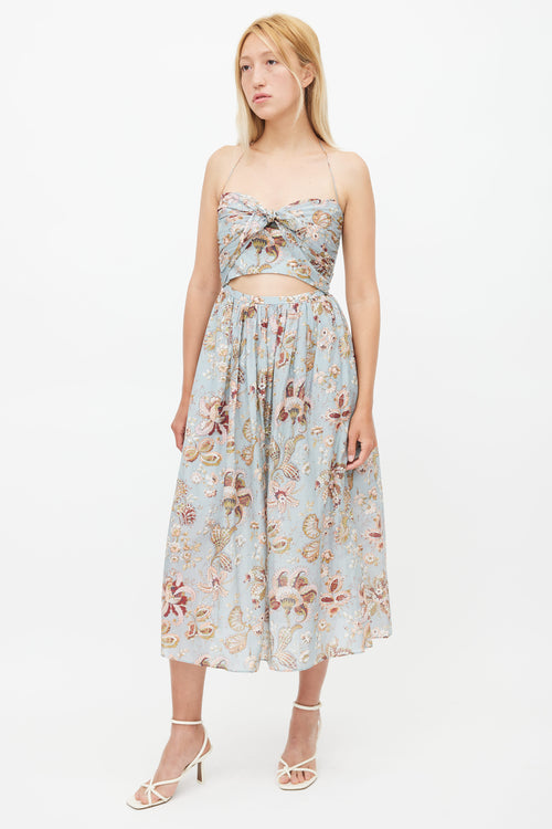 Zimmermann Blue 
Multi Floral Midi Dress