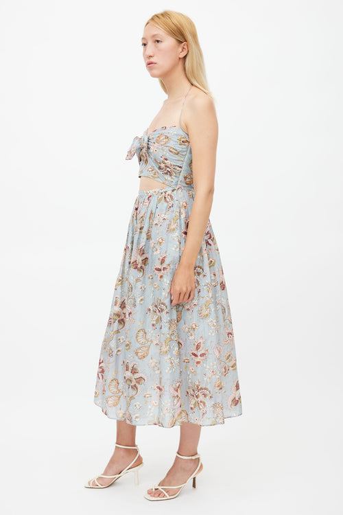 Zimmermann Blue 
Multi Floral Midi Dress