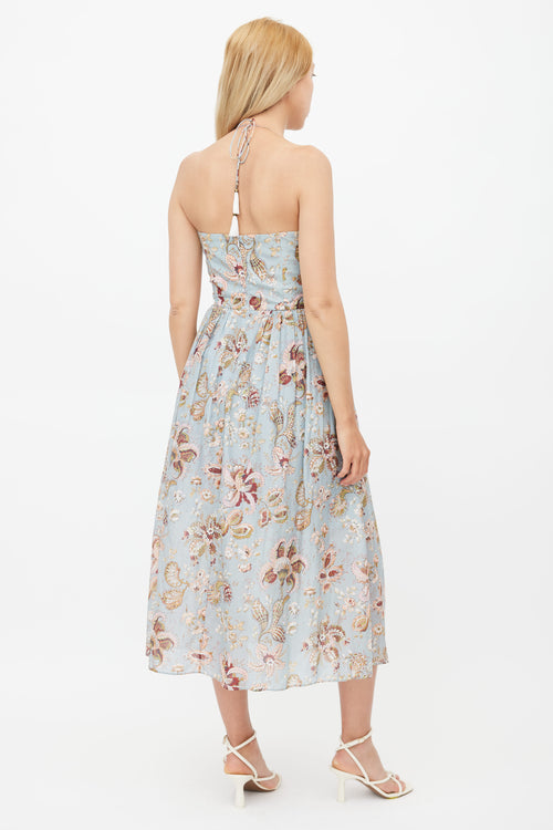 Zimmermann Blue 
Multi Floral Midi Dress