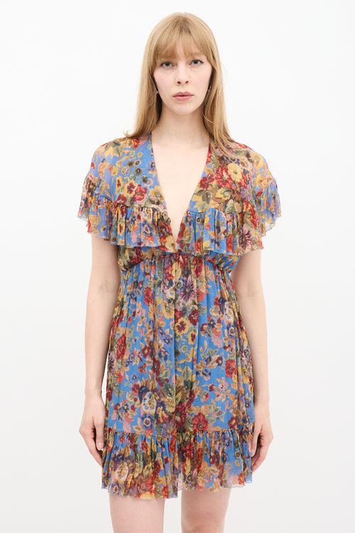 Zimmermann Blue 
Multi Silk Floral Dress