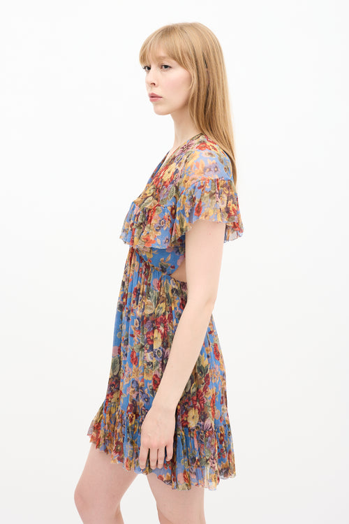 Zimmermann Blue 
Multi Silk Floral Dress