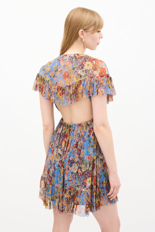 Zimmermann Blue 
Multi Silk Floral Dress