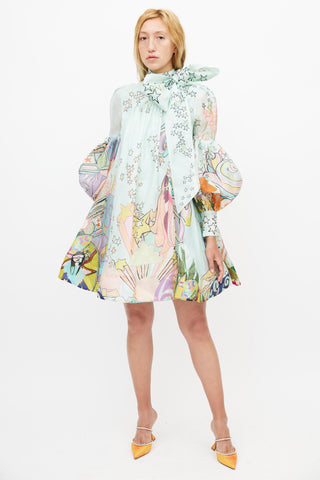 Zimmermann Blue 
Multicolour Concert Linen Dress