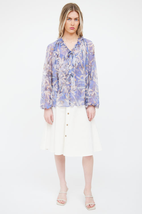 Zimmermann Purple Silk Butterfly Blouse