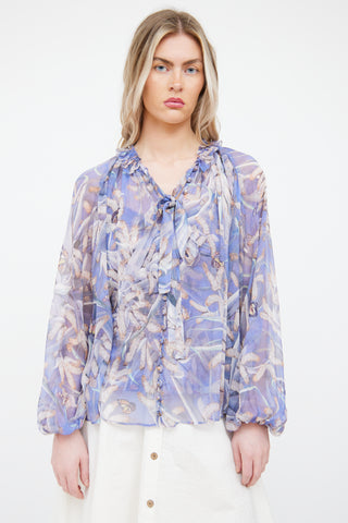 Zimmermann Purple Silk Butterfly Blouse