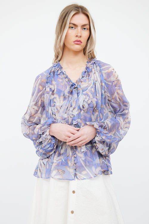 Zimmermann Purple Silk Butterfly Blouse