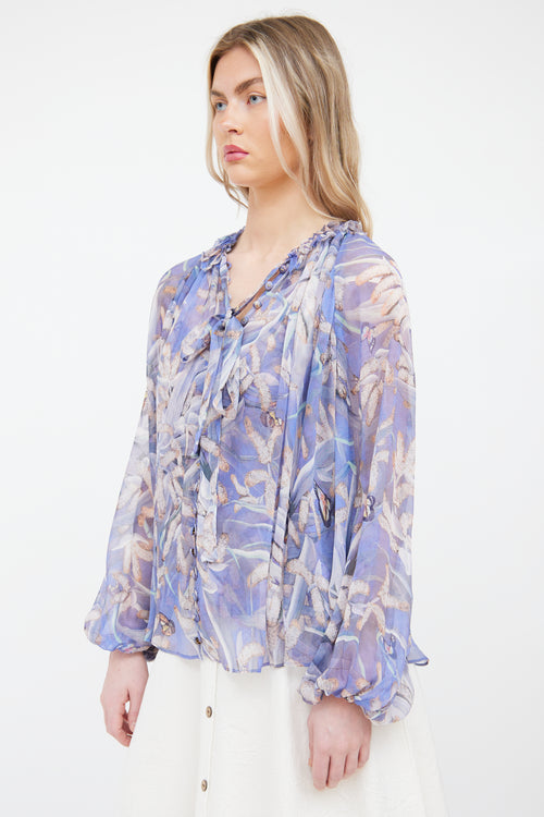 Zimmermann Purple Silk Butterfly Blouse