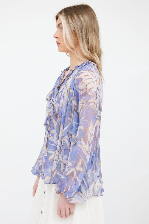 Zimmermann Purple Silk Butterfly Blouse