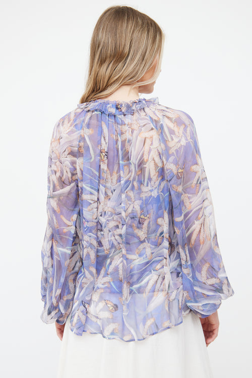 Zimmermann Purple Silk Butterfly Blouse