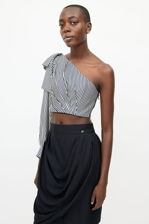 Zimmermann Blue 
White Striped One Shoulder Top