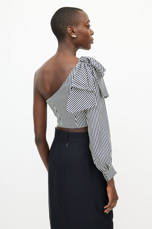 Zimmermann Blue 
White Striped One Shoulder Top