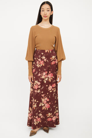 Zimmermann Brown 
Multi Floral Maxi Skirt