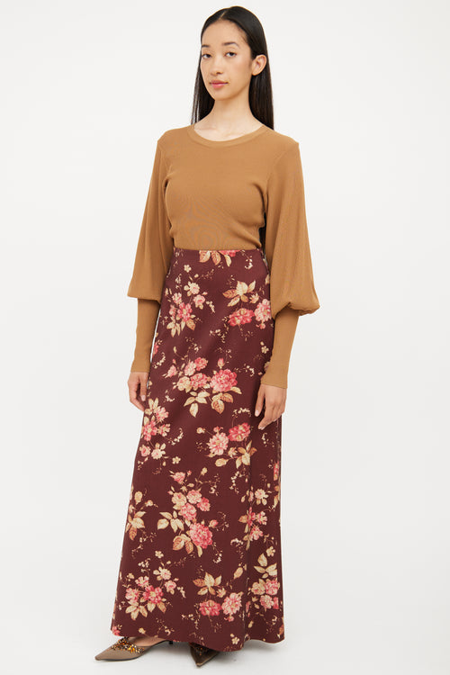 Zimmermann Brown 
Multi Floral Maxi Skirt