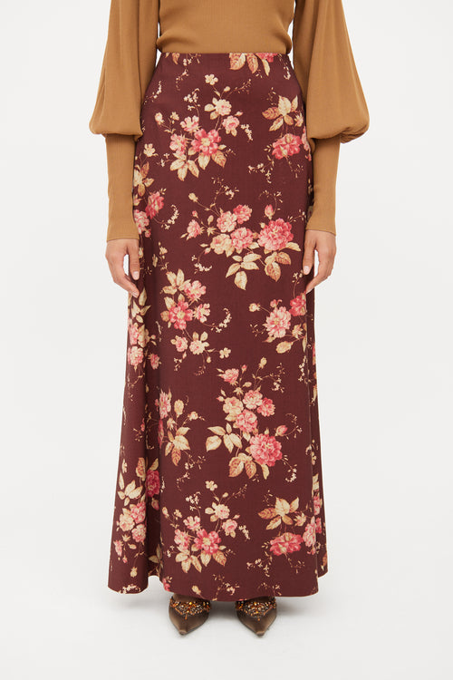 Zimmermann Brown 
Multi Floral Maxi Skirt