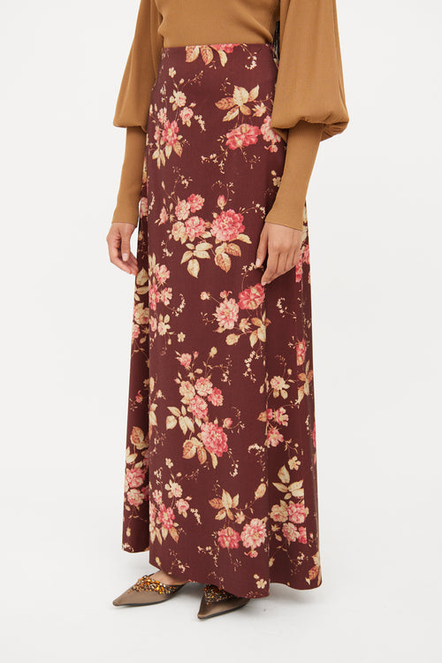 Zimmermann Brown 
Multi Floral Maxi Skirt