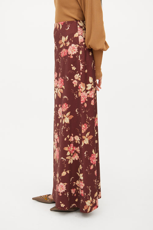 Zimmermann Brown 
Multi Floral Maxi Skirt