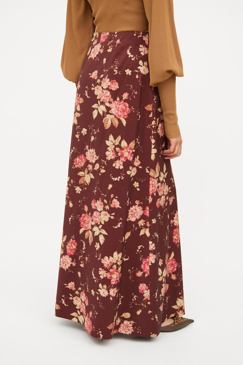 Zimmermann Brown 
Multi Floral Maxi Skirt