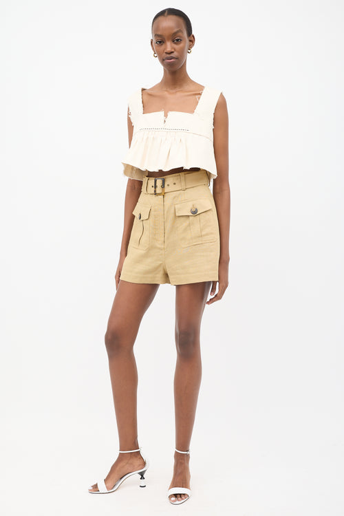 Zimmermann Brown Linen High Waist Shorts