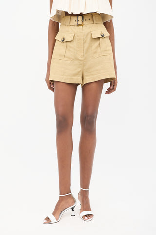 Zimmermann Brown Linen High Waist Shorts