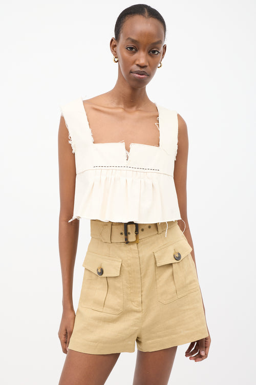 Zimmermann Brown Linen High Waist Shorts