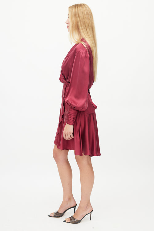 Zimmermann Burgundy Silk Wrap Dress