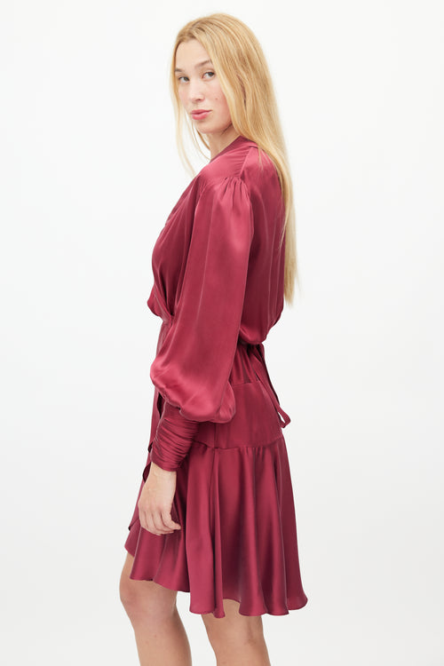 Zimmermann Burgundy Silk Wrap Dress