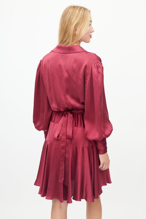 Zimmermann Burgundy Silk Wrap Dress