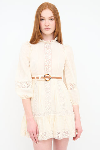 Zimmermann Cream Lace Belted Dress