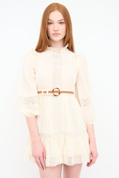 Zimmermann Cream Lace Belted Dress