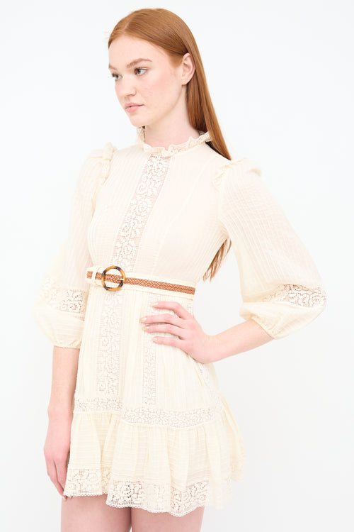 Zimmermann Cream Lace Belted Dress