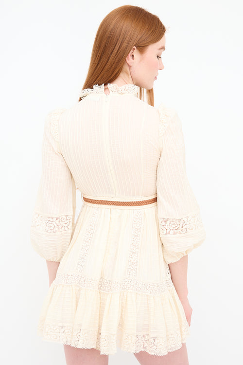 Zimmermann Cream Lace Belted Dress