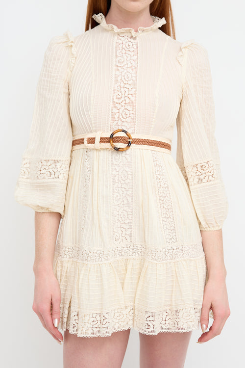 Zimmermann Cream Lace Belted Dress