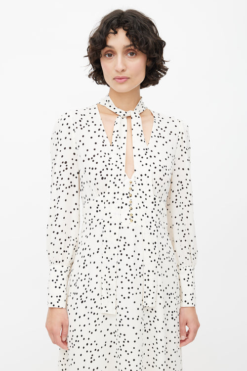 Zimmermann Cream 
Black Polka Dot Empire Midi Dress