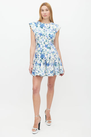 Zimmermann Cream 
Multicolour Floral Linen Ruffled Dress