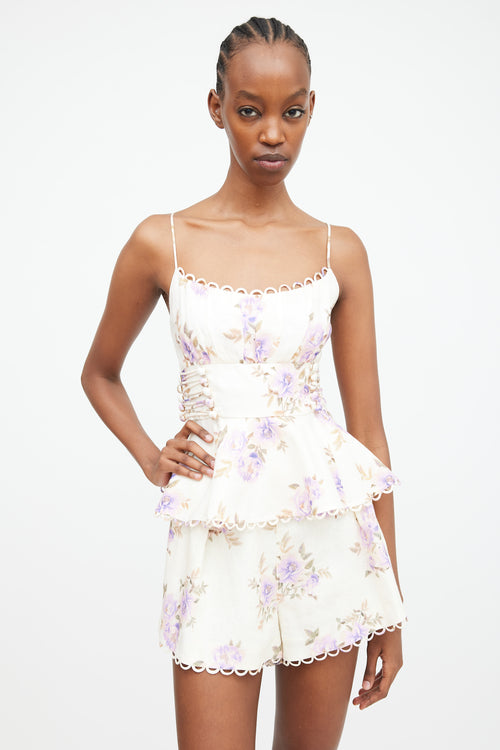 Zimmermann Cream 
Purple Linen Rosa Set