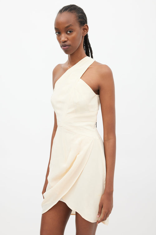 Zimmermann Cream Silk One Shoulder Dress