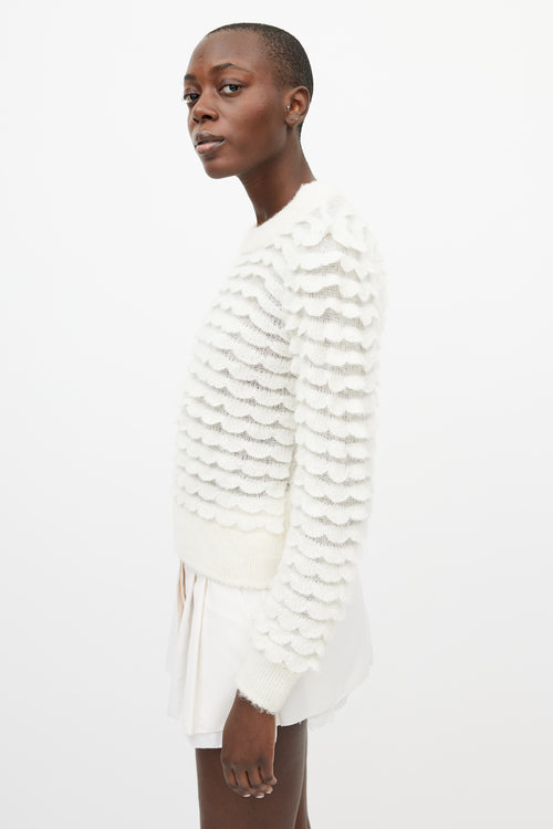 Zimmermann Cream Wool Scalloped Knit Sweater