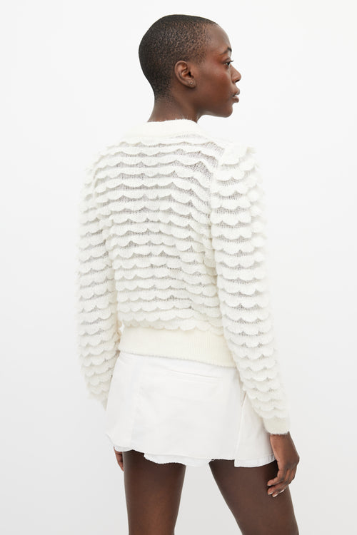 Zimmermann Cream Wool Scalloped Knit Sweater