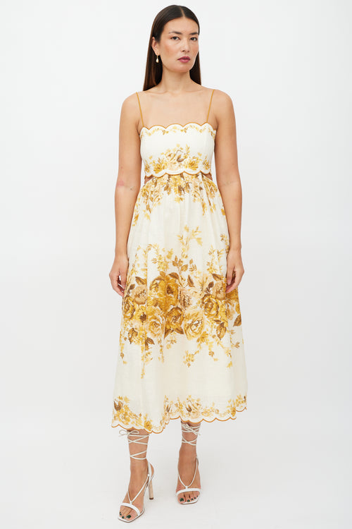 Zimmermann Cream 
Yellow Linen Floral Dress